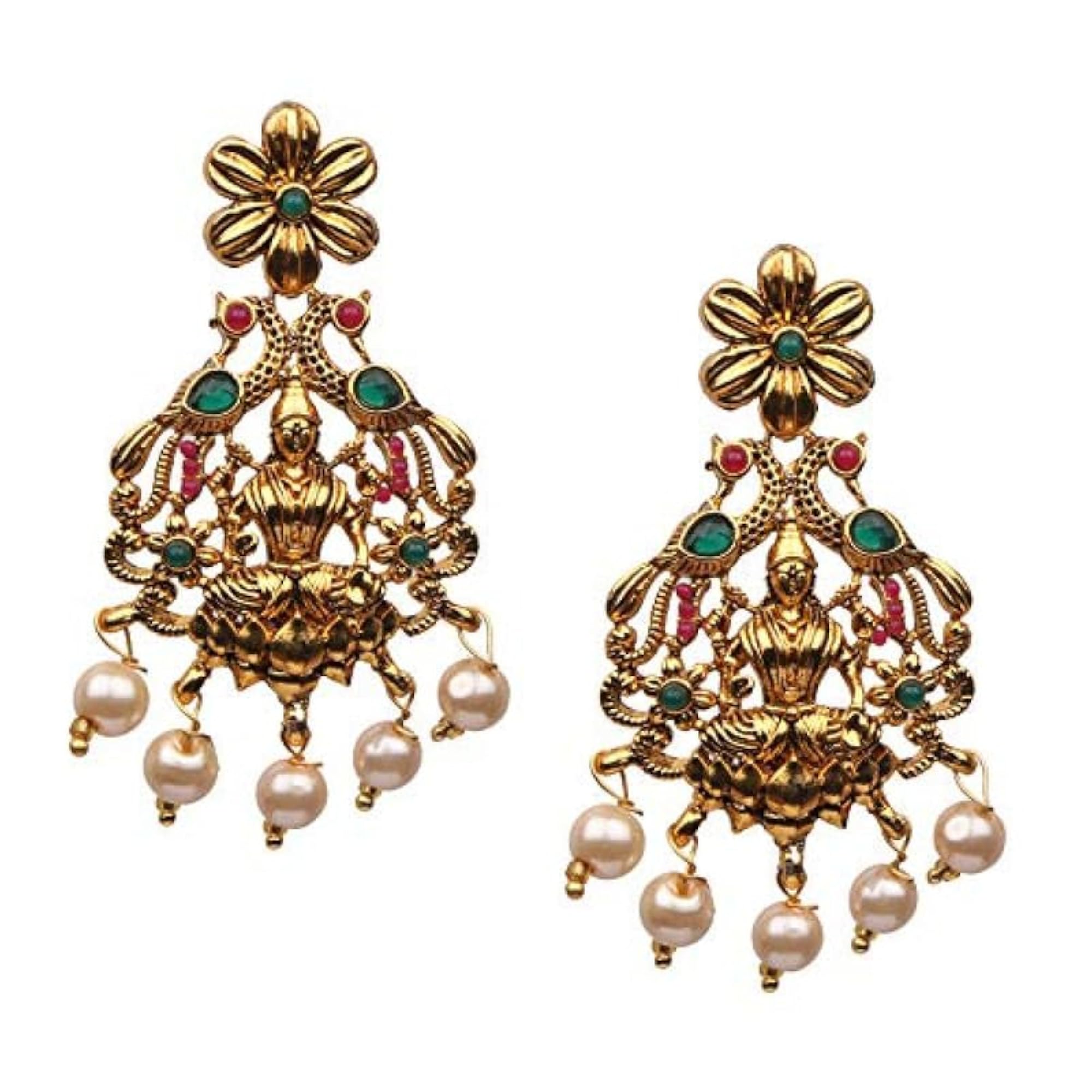 Layered Peacock-Shaped Traditional Temple Jewellery Set with Earrings